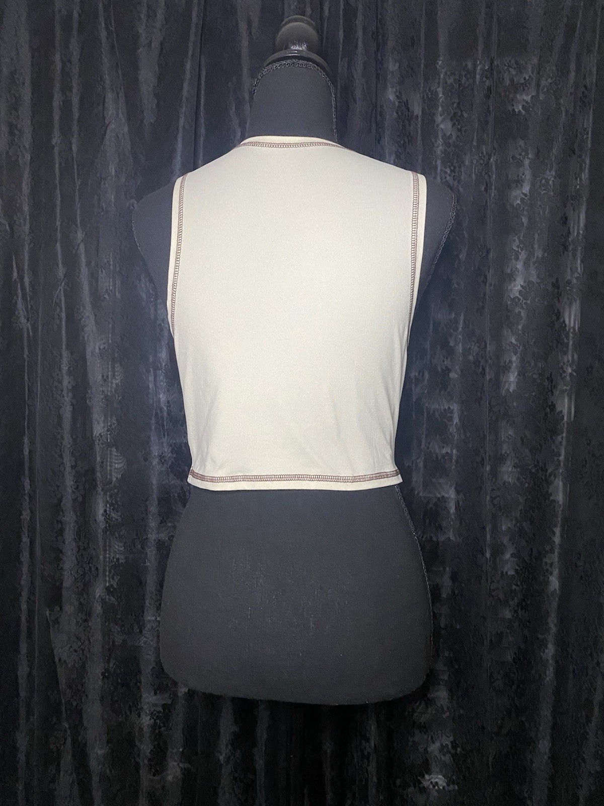 SHEIN Women’s Beige Cropped Mushroom Graphic Round Neck Sleeveless Knit Tank M