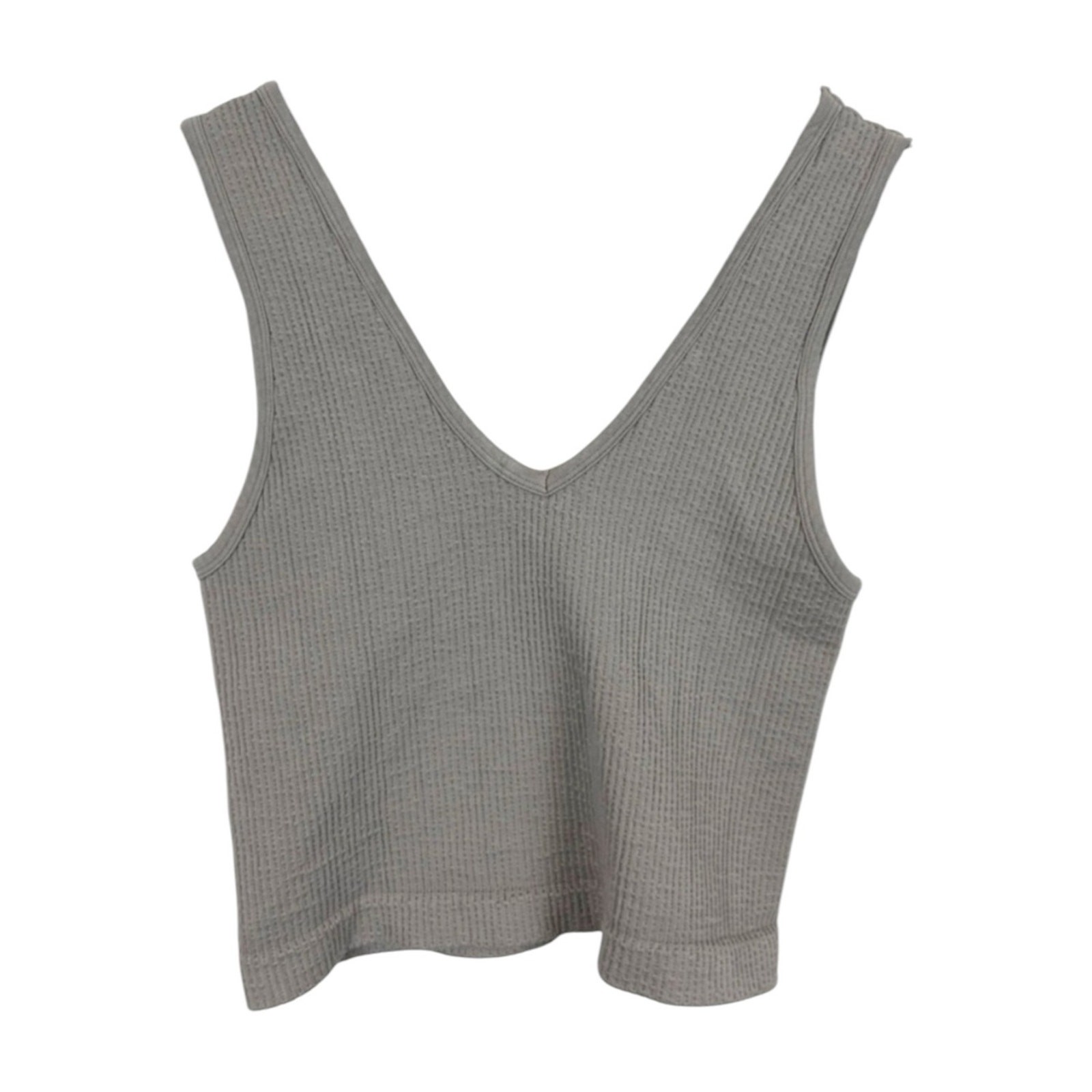 By Together Women’s V-Neck Ribbed Tank Top Gray Size M/L