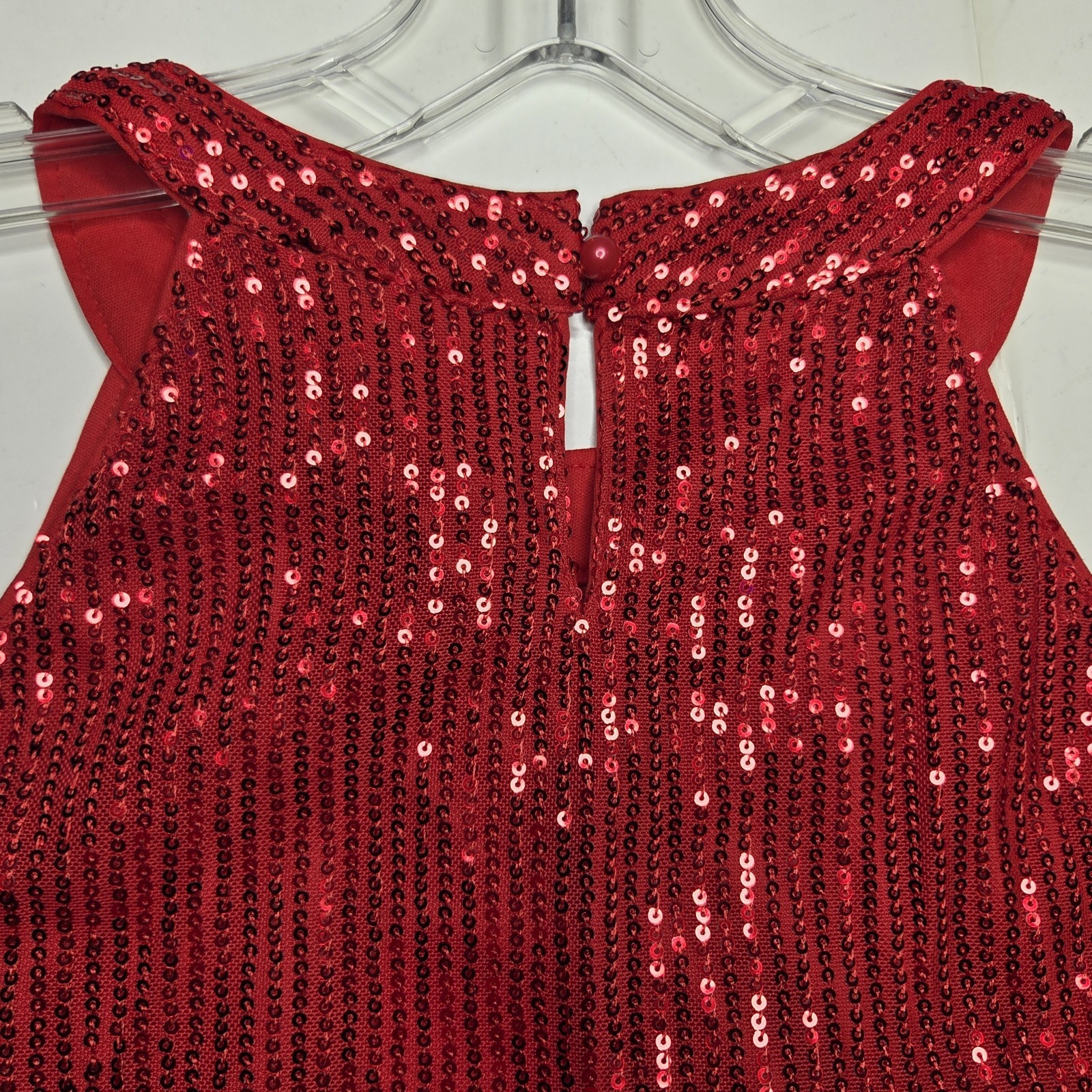 Grace Karin Halter NWT Red Sequin Halter Top L Sleeveless Party NYE Shiny Club