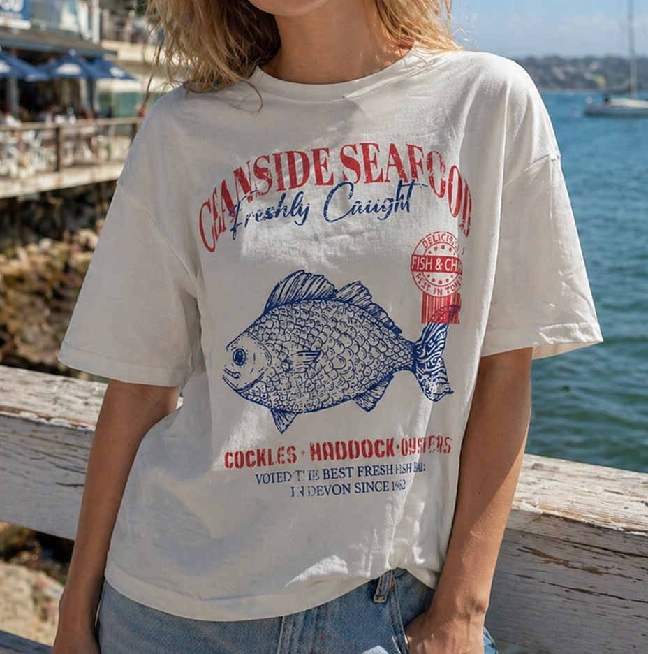 Women’s Vintage Coastal Graphic T-Shirt Casual Summer Beach Cotton Tee Vacation