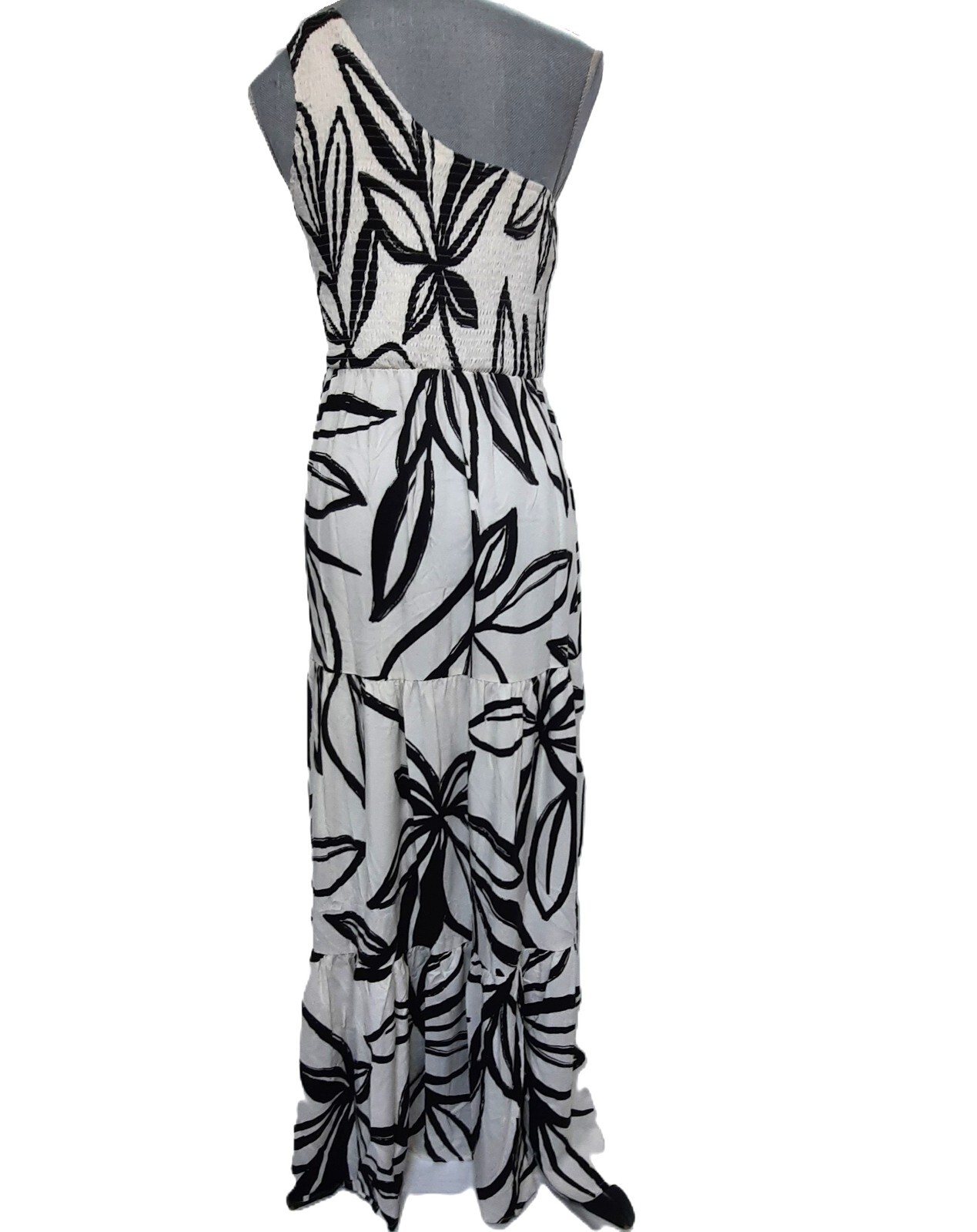ATL Abel The Label Sz XL black white Australia one shoulder rayon back to school