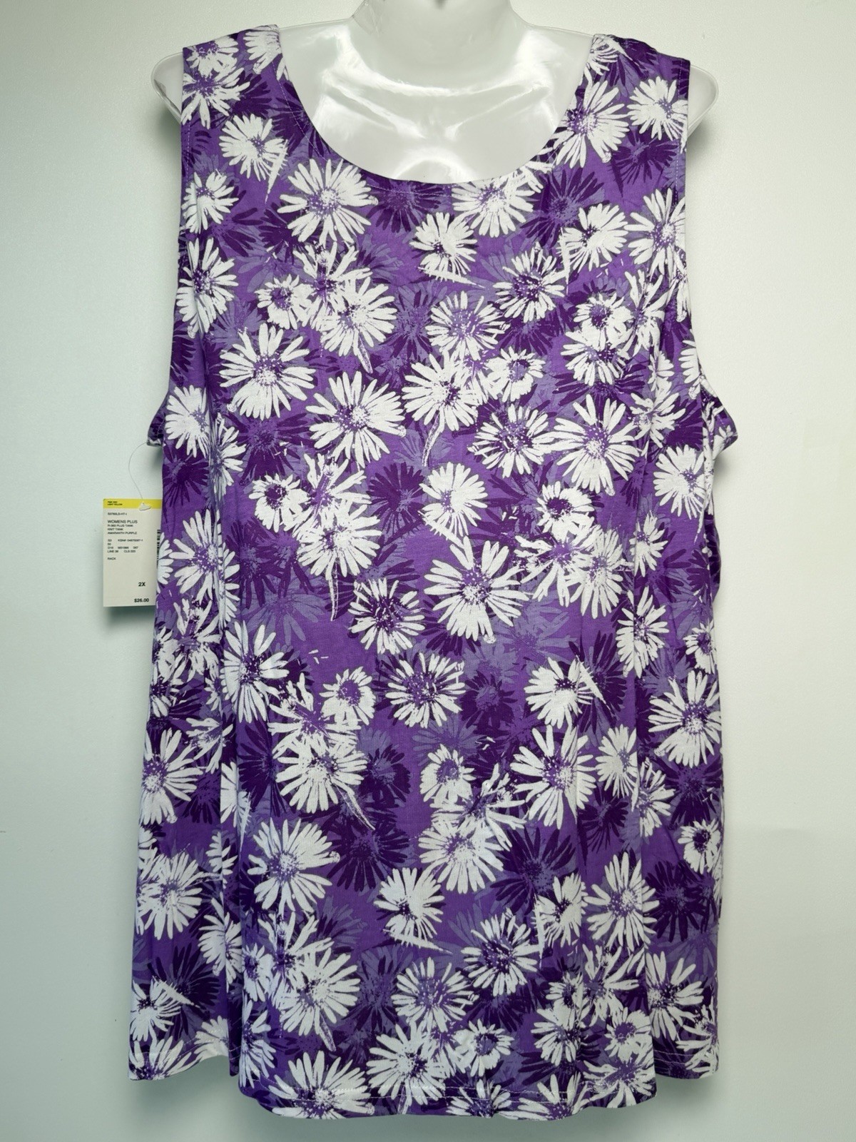 Laura Scott Purple Amaranth Floral Knit Tank Top Women Plus size 2X Comfy