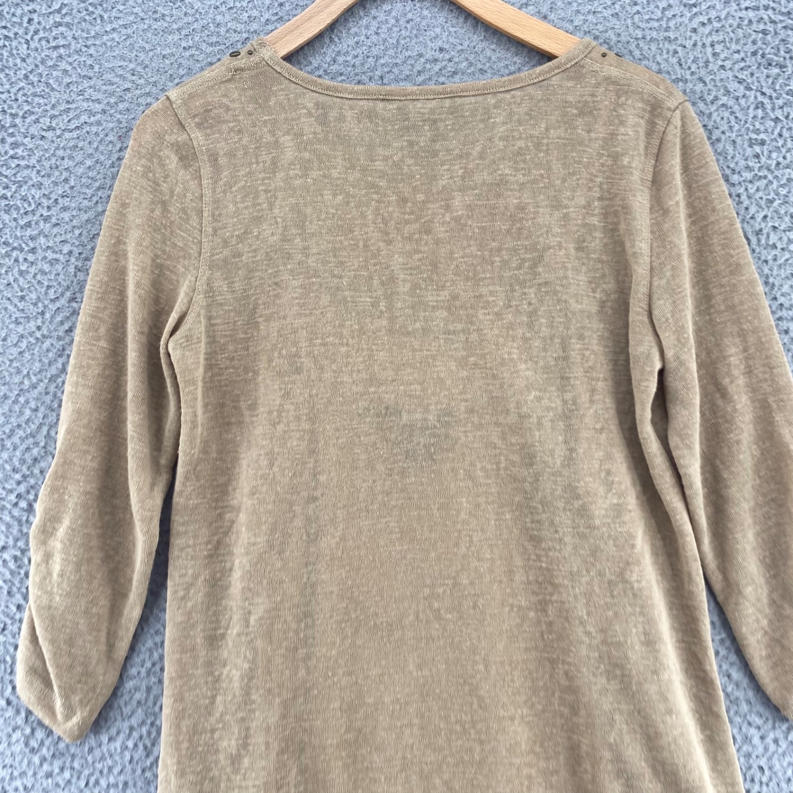 Multiples Top Women Small Beige Linen Blend Knit Studded Tunic Layered Lace Tank