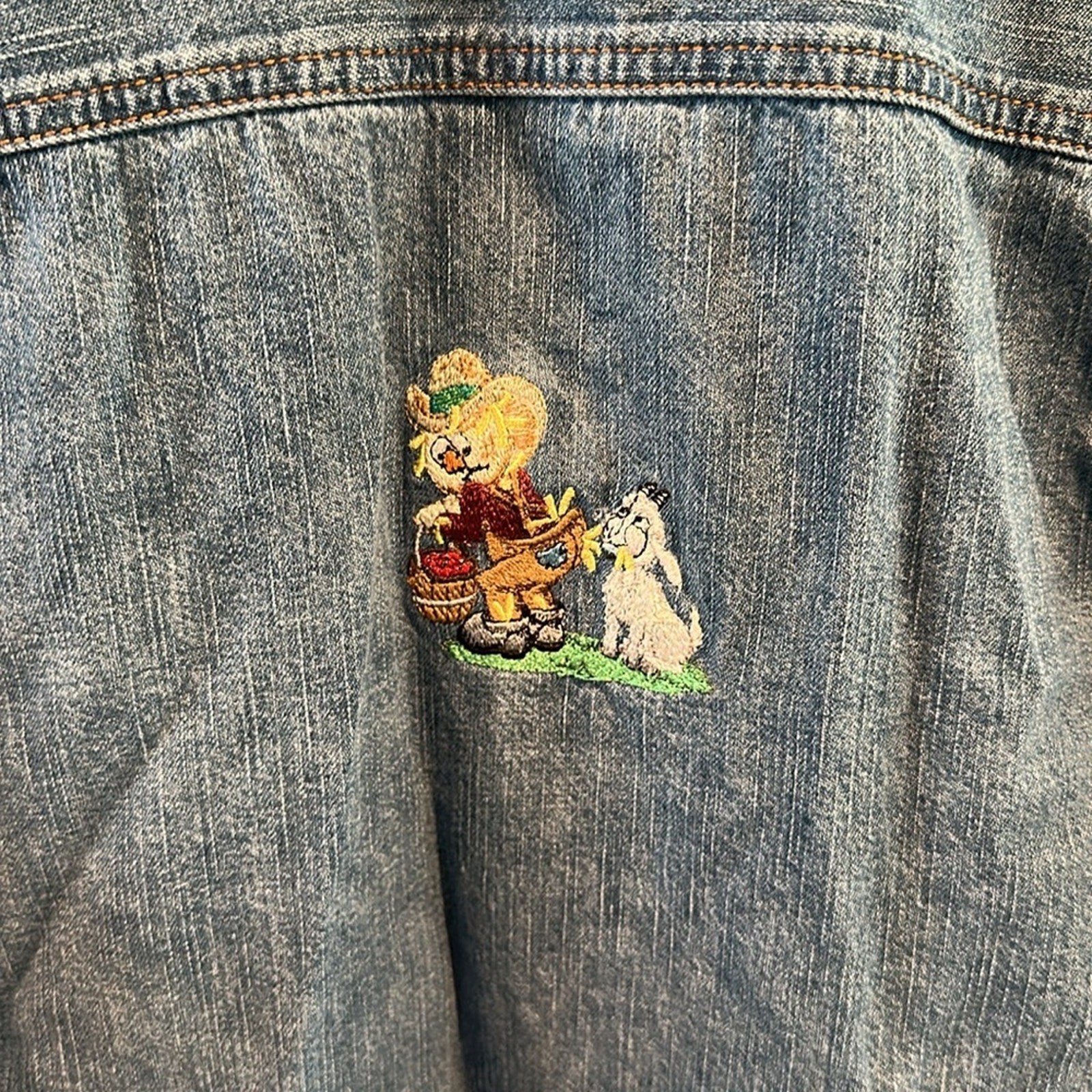 Levi Strauss Vintage Denim Pearl Snap Button Down Shirt w/Fall Embroidery Design