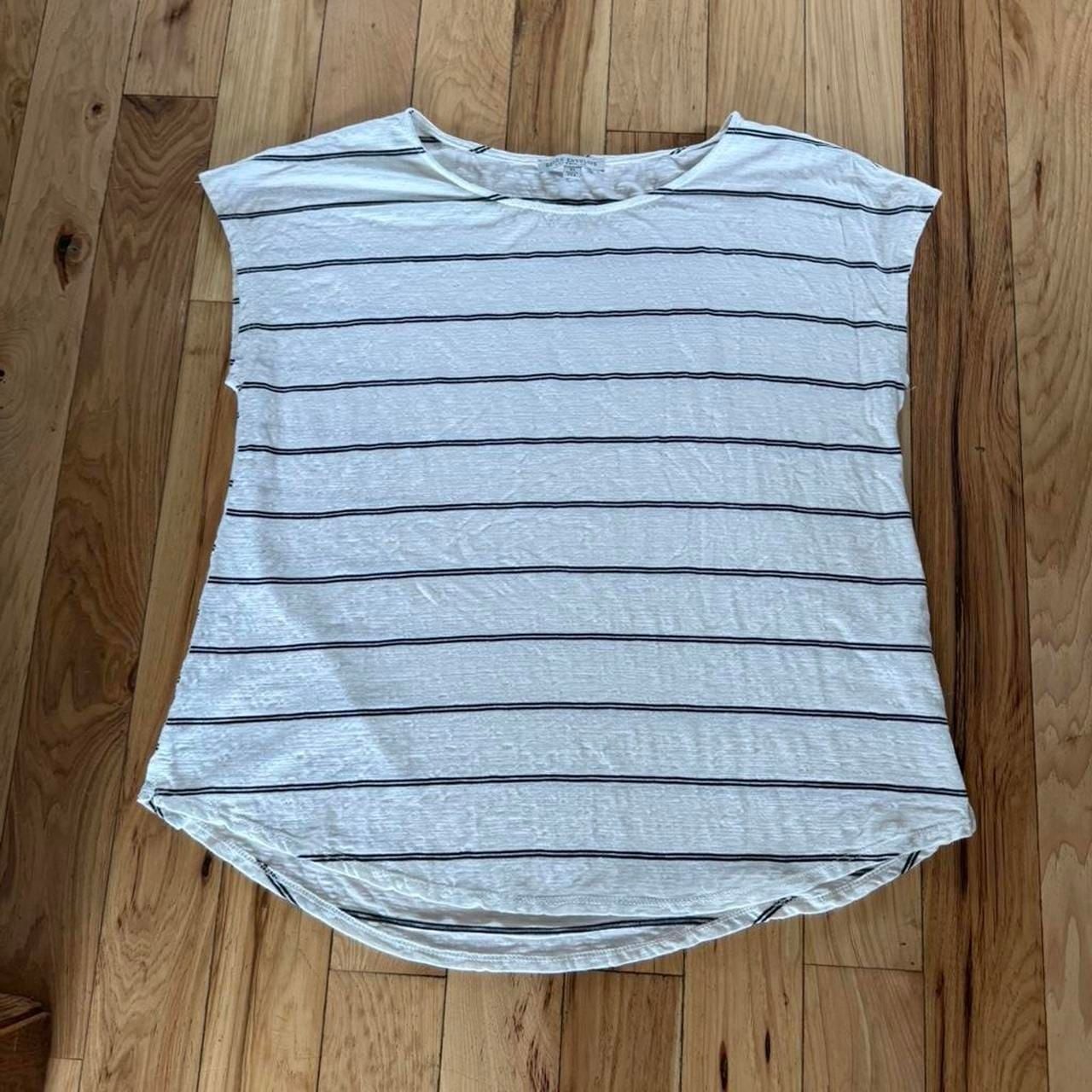 Green Envelope Striped Short Sleeve Top Ivory Black