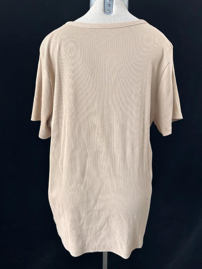 Time & True blouse top Size 3XL 22 short sleeve beige texture pullover