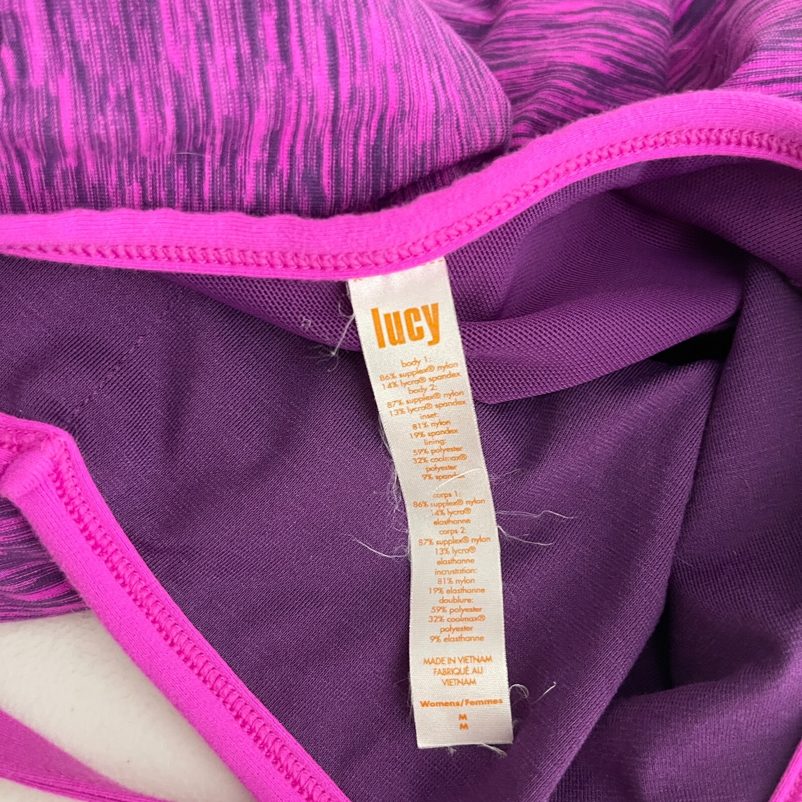 Lucy Tank Top Women’s Medium Purple Heather Sleeveless Bra Strappy Racerback