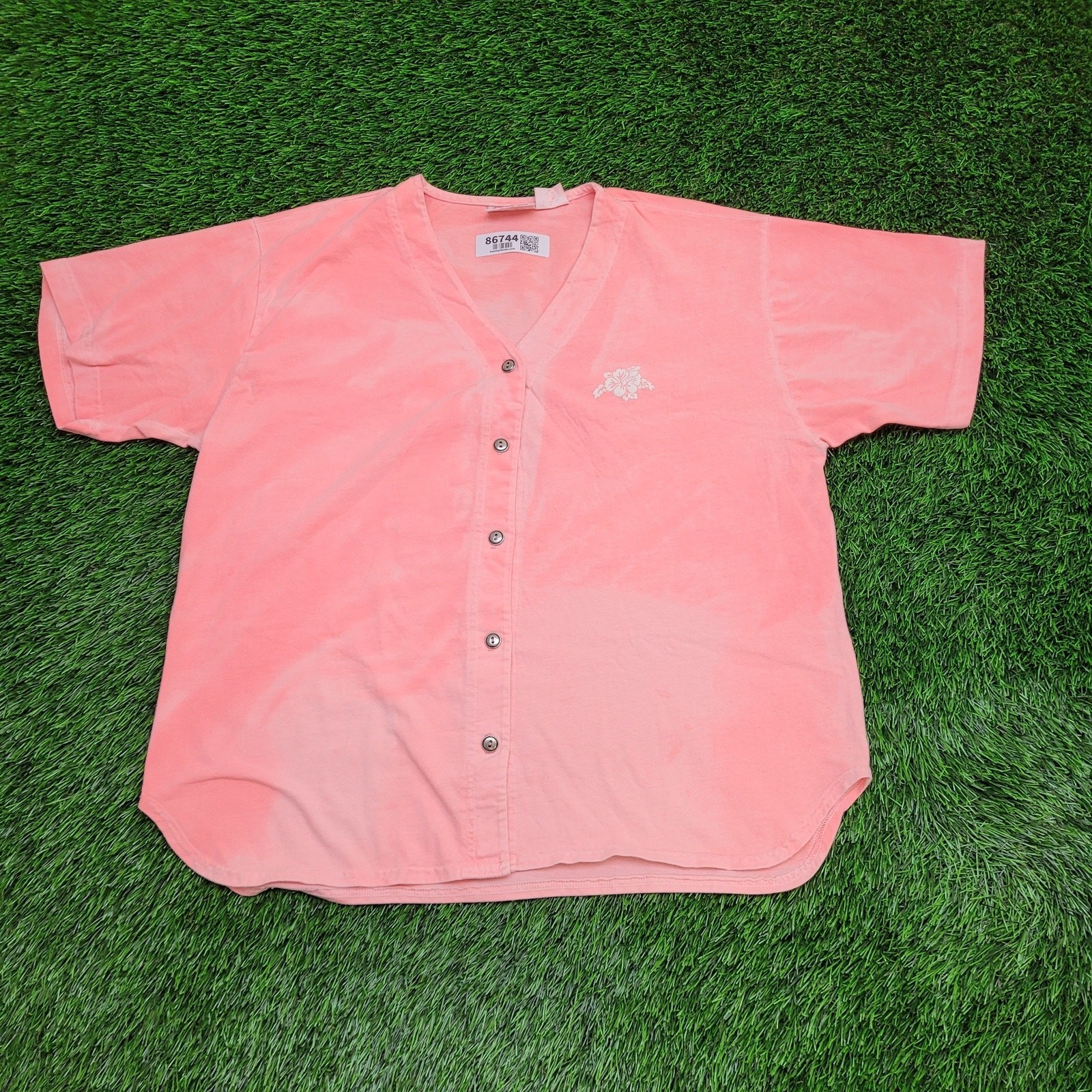 Vintage Hibiscus Flower Button Shirt Womens XL 24×27 Baggy USA