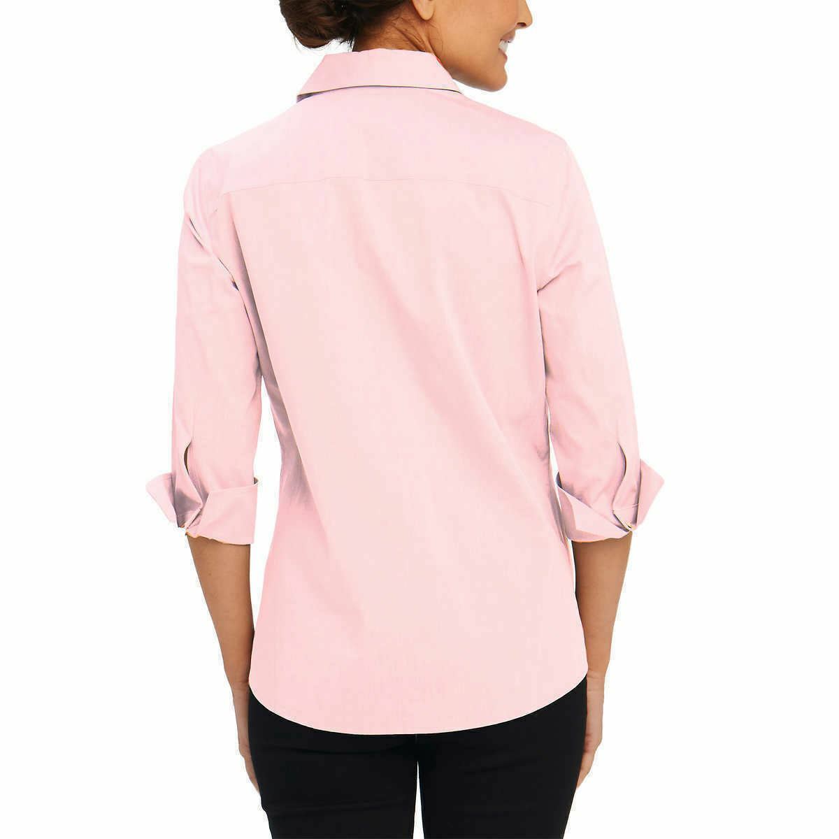 Foxcroft Women’s Easy Care Non Iron Stretch Poplin Button Front Shirt