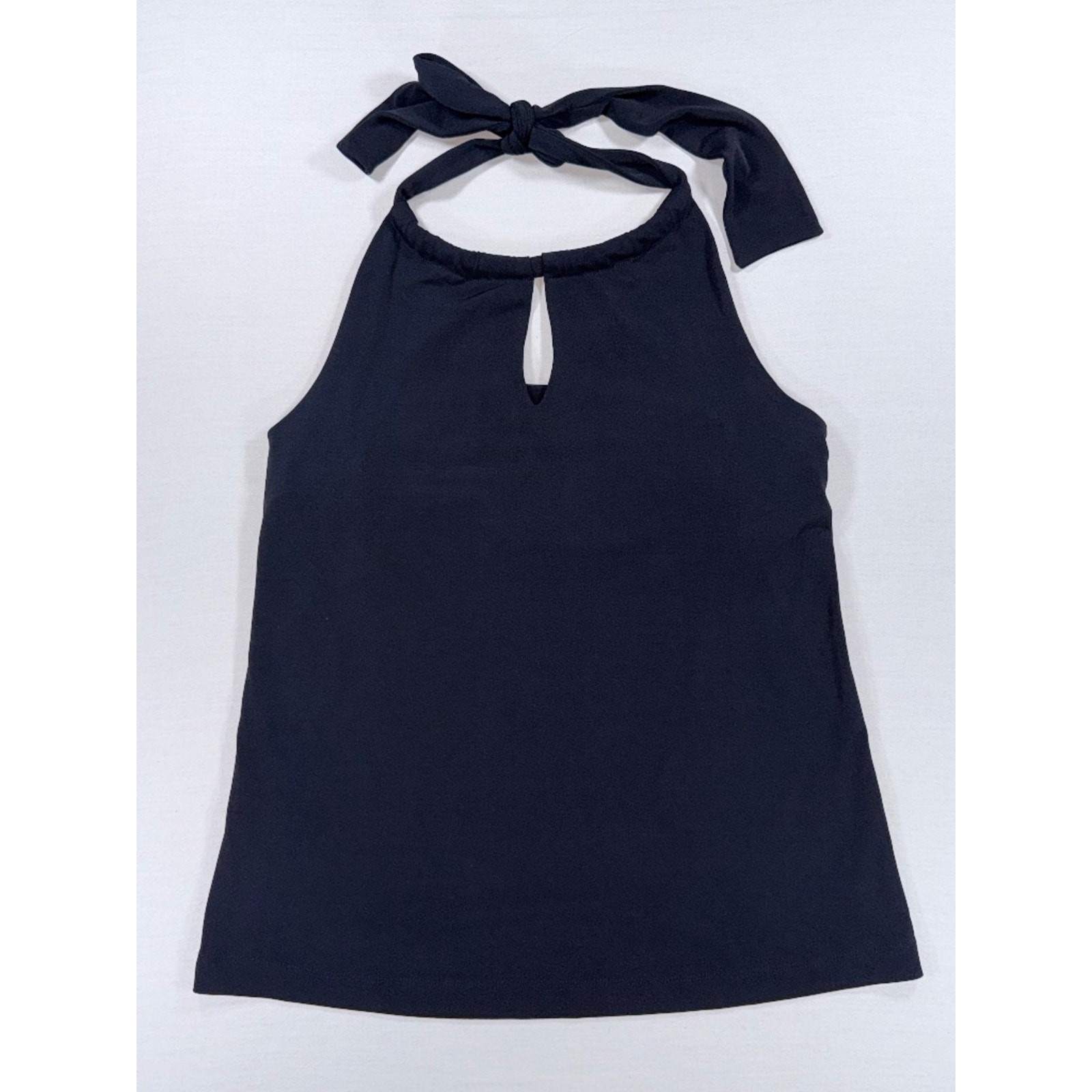 Tommy Bahama Black Cabana Knit Halter Top Keyhole S