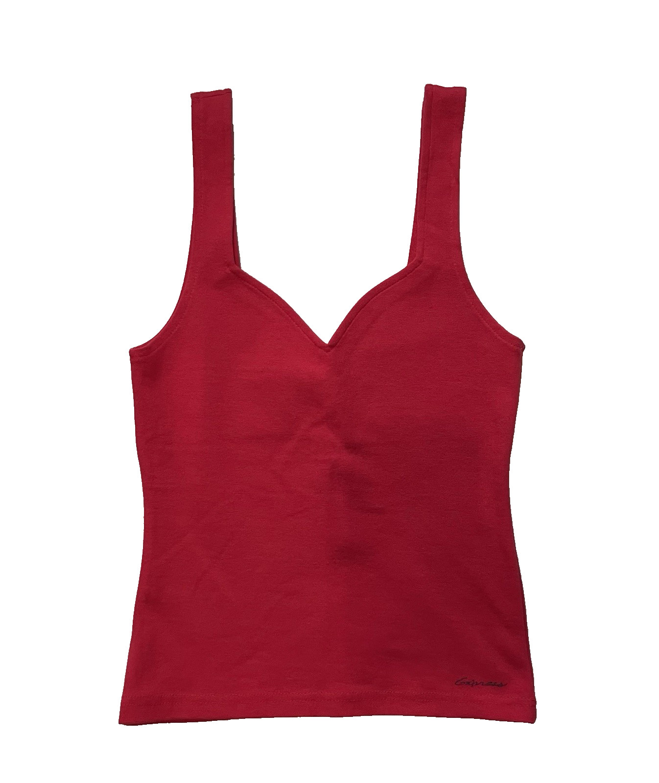 VTG Y2K 2004 Express Tricot Ribbed Tank Top Sweetheart Neck Wide Strap S Red