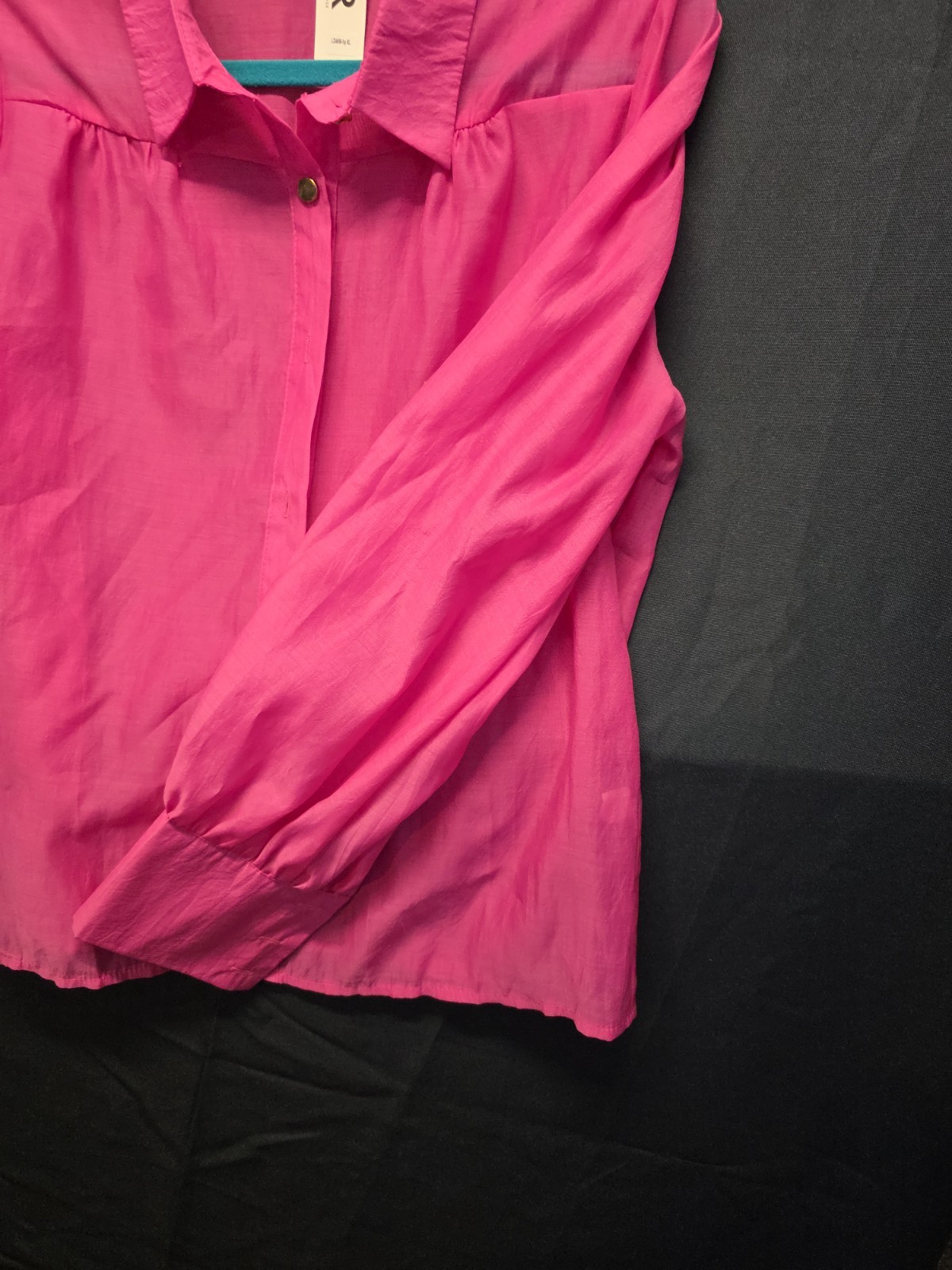 CBR Chic Boutique Rose – Button Front Blouse – Womens XL – Pink – Sheer Top