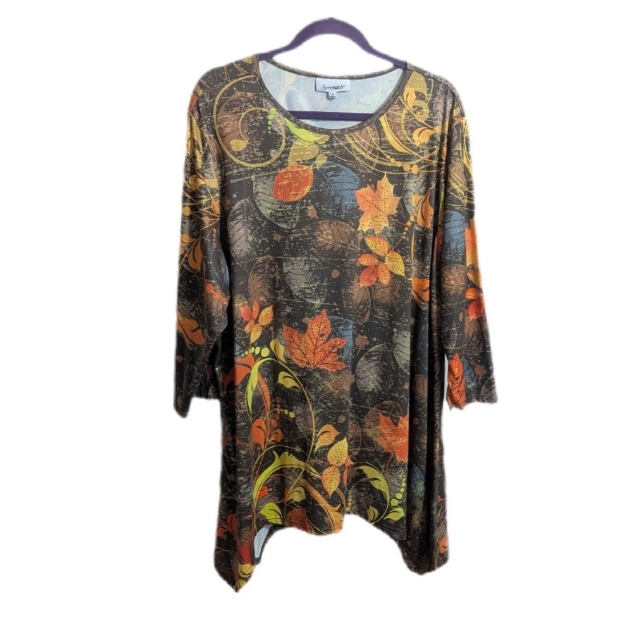 Serengeti Multi Natural Fall AsymmetricalTunic Top 2X Forest Fairy Woodland B2