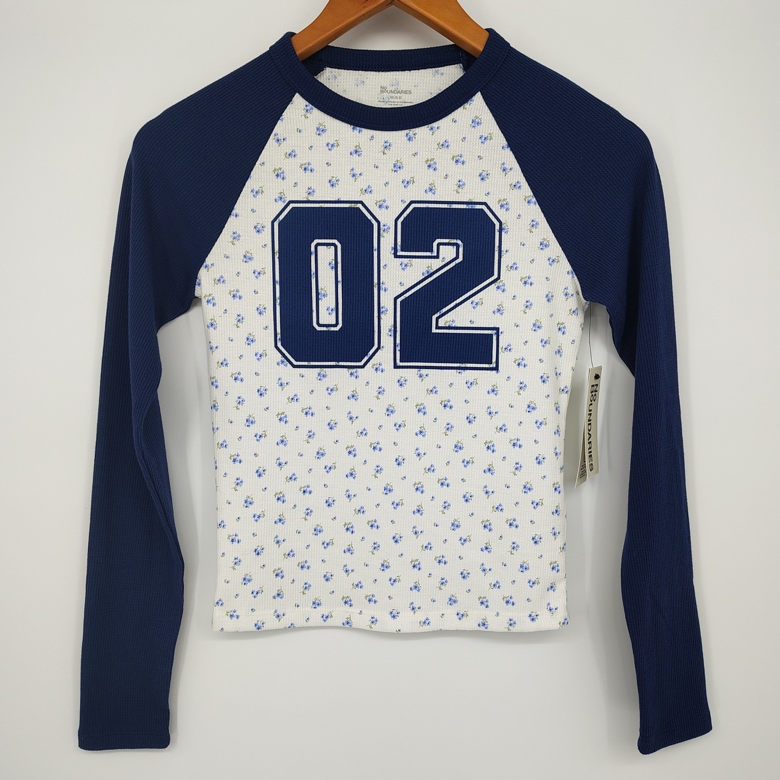 NWT No Boundaries Junior Girls Floral Raglan T-Shirt XS 0-2 Jersey Sporty