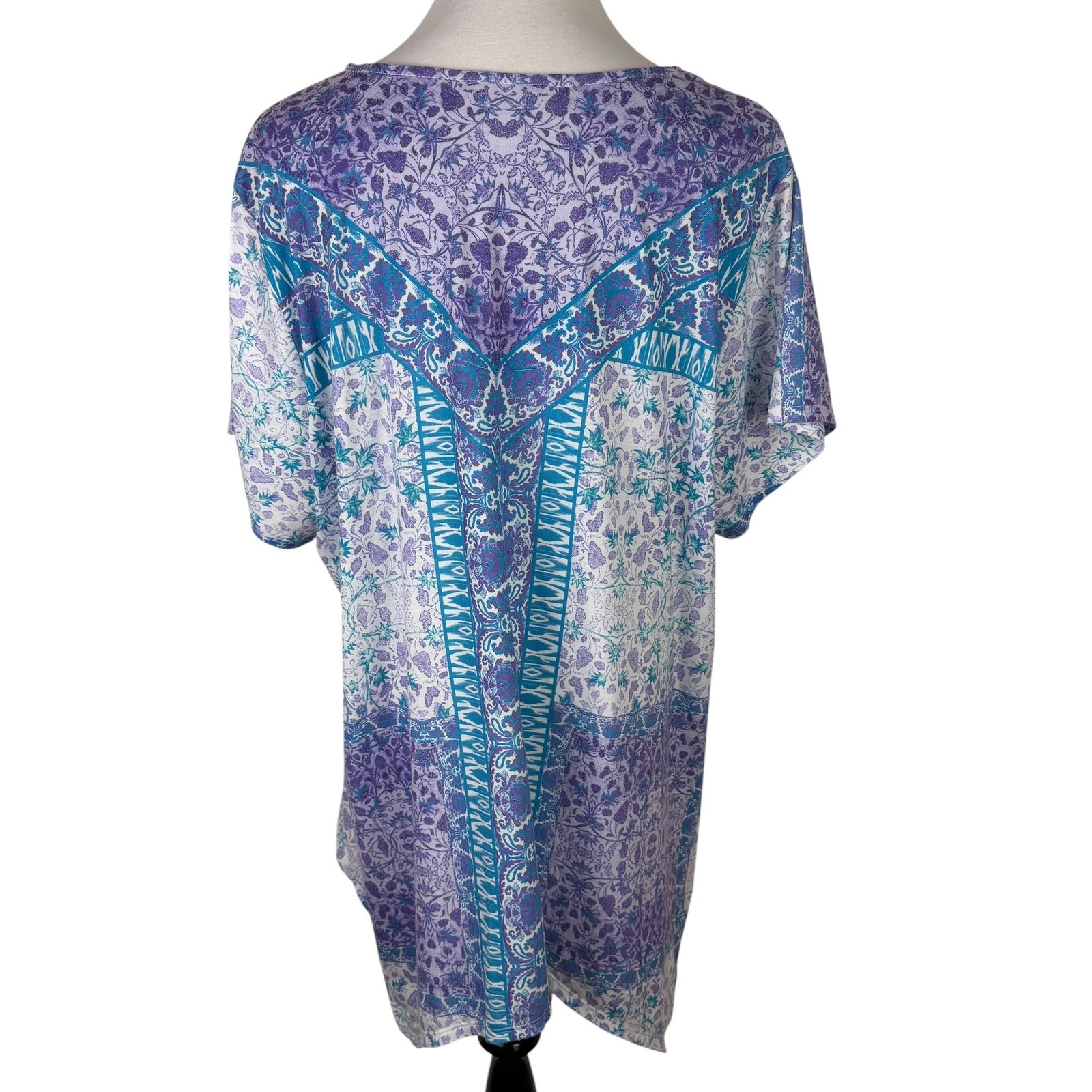 Gloria Vanderbilt Keisa Women’s 2X Purple Studded Cut Out Handkerchief Blouse