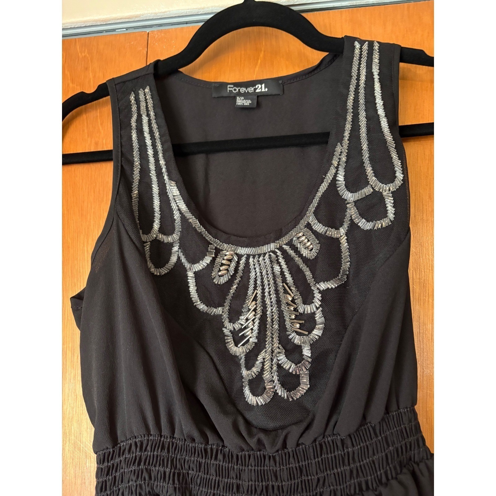 Forever 21 Black Dress Silver Beaded Sleeveless Mini Party Cocktail