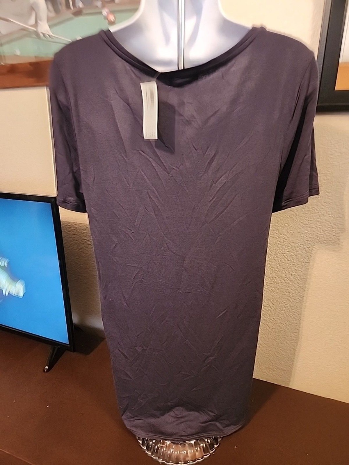 Old Navy Women Gray Side Slit Blouse Top Size M Medium Long Sleeve Casual Shirt