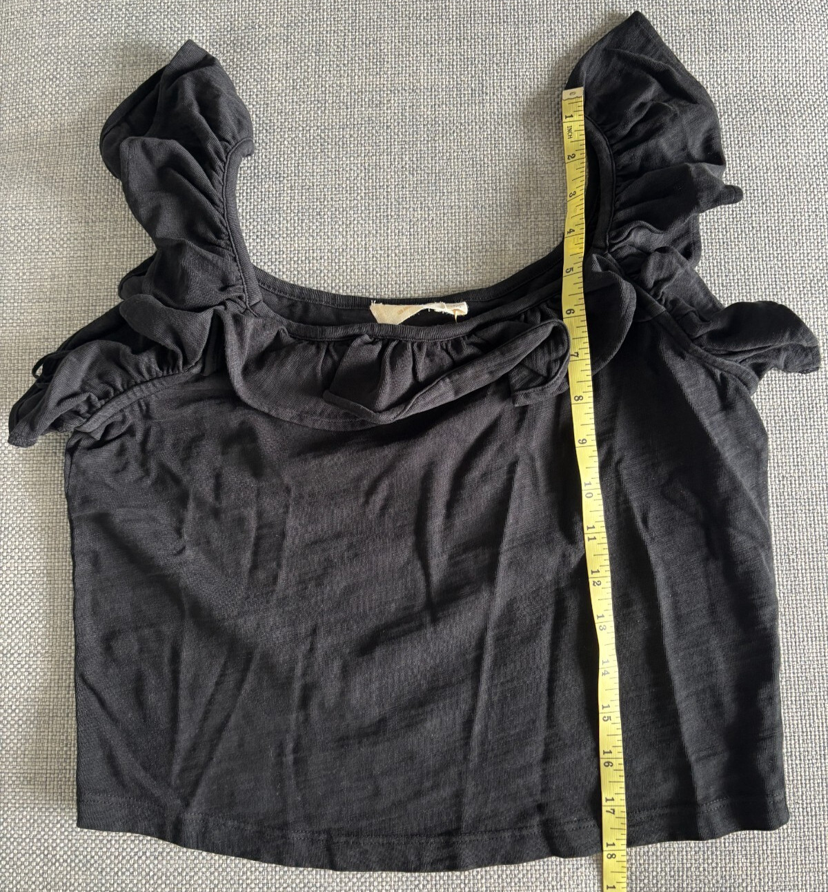 Anthropologie Nation LTD Womens M Black Square Neck Ruffle Sleeve Crop Tank NWT