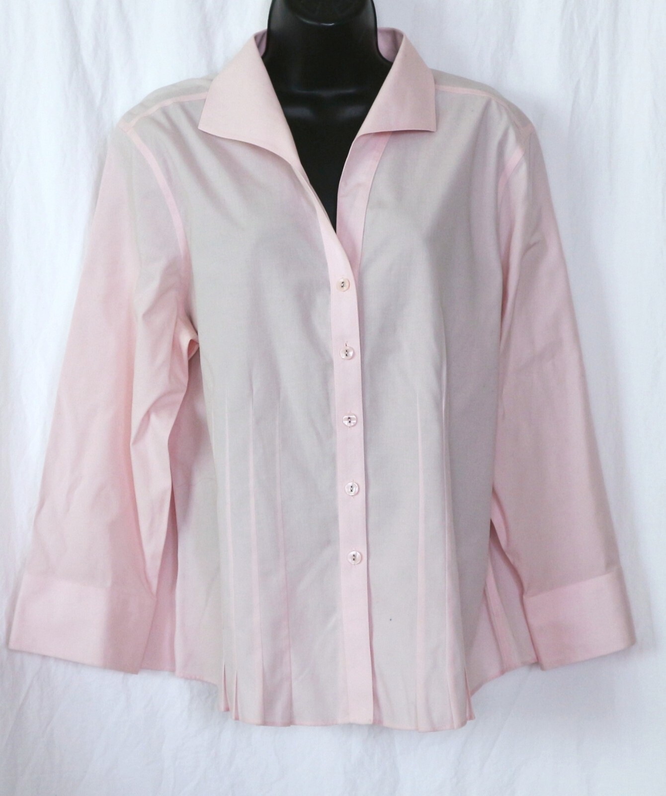 TALBOTS Pink Wrinkle Resistant Stretch Cotton/Lastol V-Neck Blouse – Sz 16 EXC