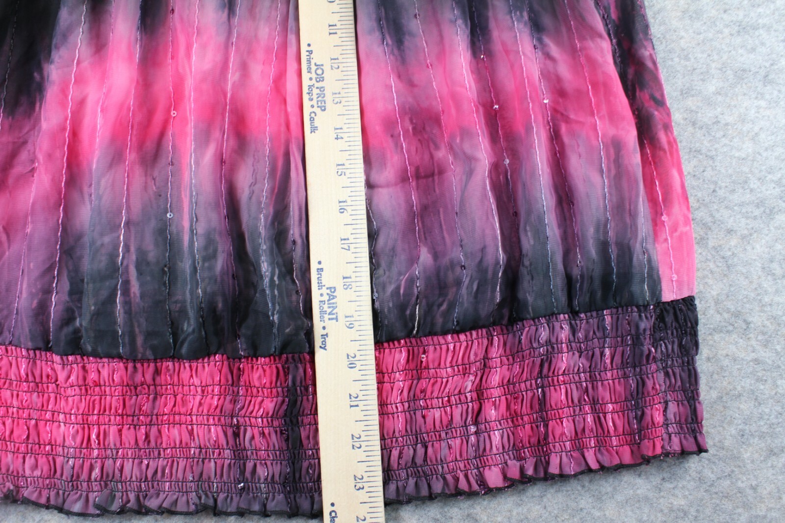 Sami Joe Shirt Size 1X Pink Black Tie Dye Sequins Flowy Sheer Elastic Waist Nwd