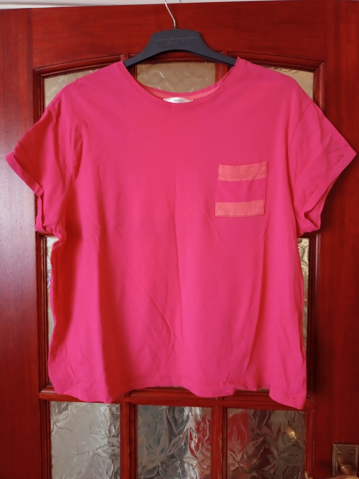 M&S 100% Cotton Watermelon T Shirt Top X Large 14 Colour Pocket Summer Holiday
