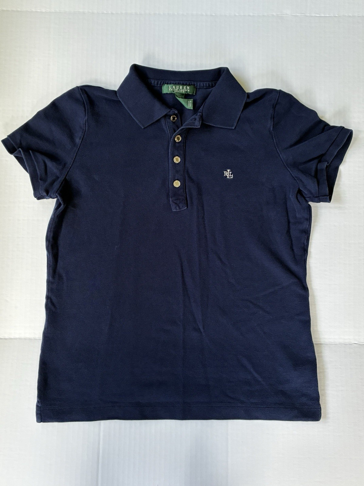 Lauren Ralph Lauren Women’s Polo 100% Cotton Size Petite Medium Navy Blue