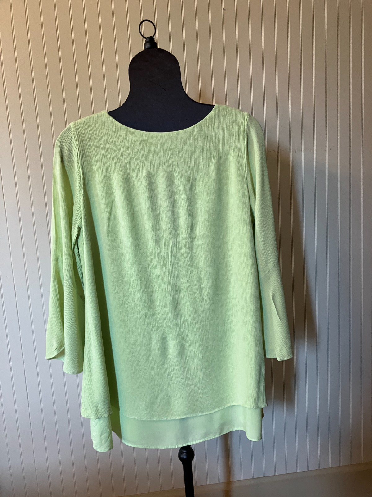 Soft Surroundings ~Lime Green ~Boho/Hippie/Coastal~Crinkle Gauze~Tunic Blouse ~L