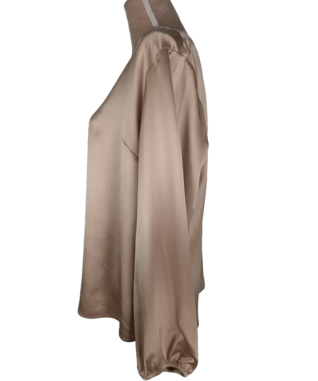 LilySilk 100% Mulberry Silk Blouse Top Long Sleeve Light Camel Sz L Quiet Luxury