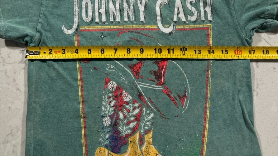 Johnny Cash T-Shirt Womens Small Green Official Licensed Cowboy Hat Boots Logo