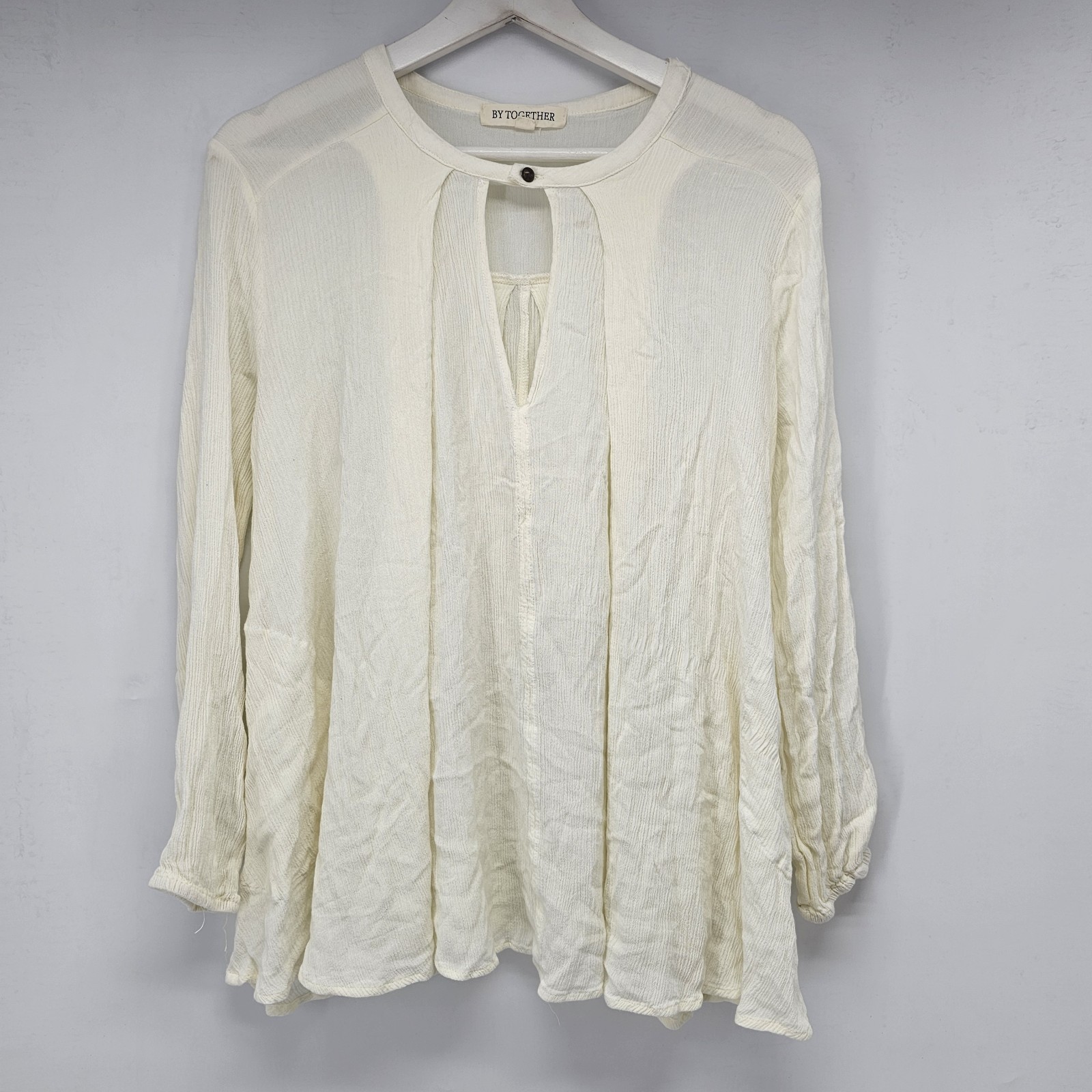 Womens By Together Long Sleeve Off White Top Size M
