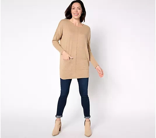 Denim & Co. Heavenly Jersey Regular Relaxed Fit Boatneck Tunic NWT A630346