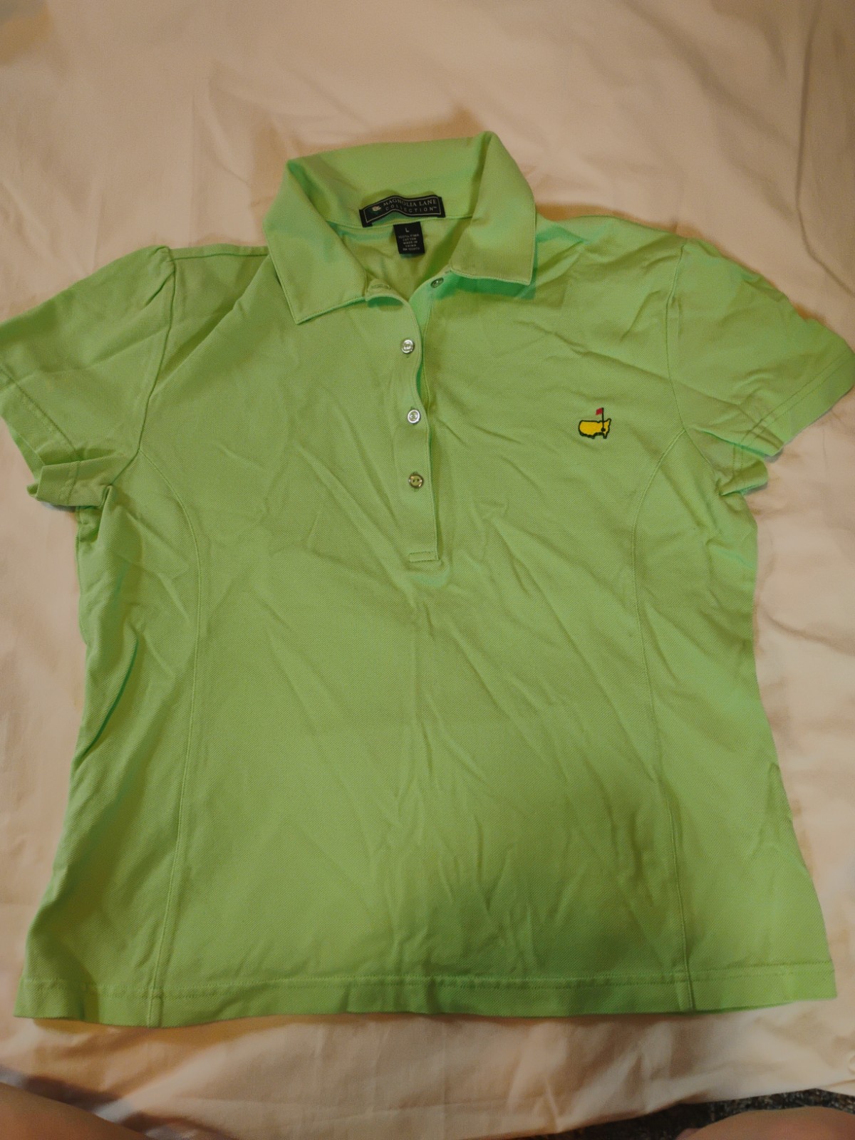 Magnolia Lane Collection Womens Large Pastel Green Masters Golf Polo Flaw