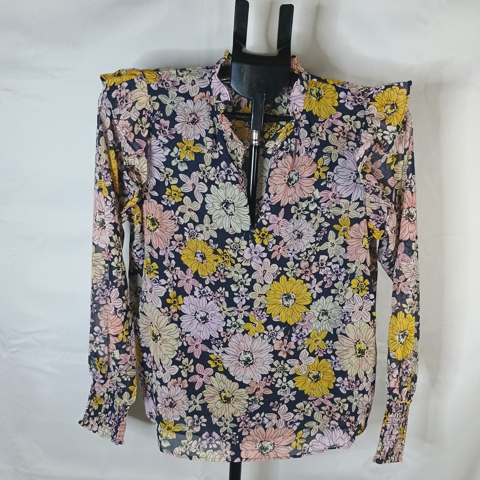 NWT Philosophy Republic Floral Blouse Size Med Ruffle Smocked Boho Prairie