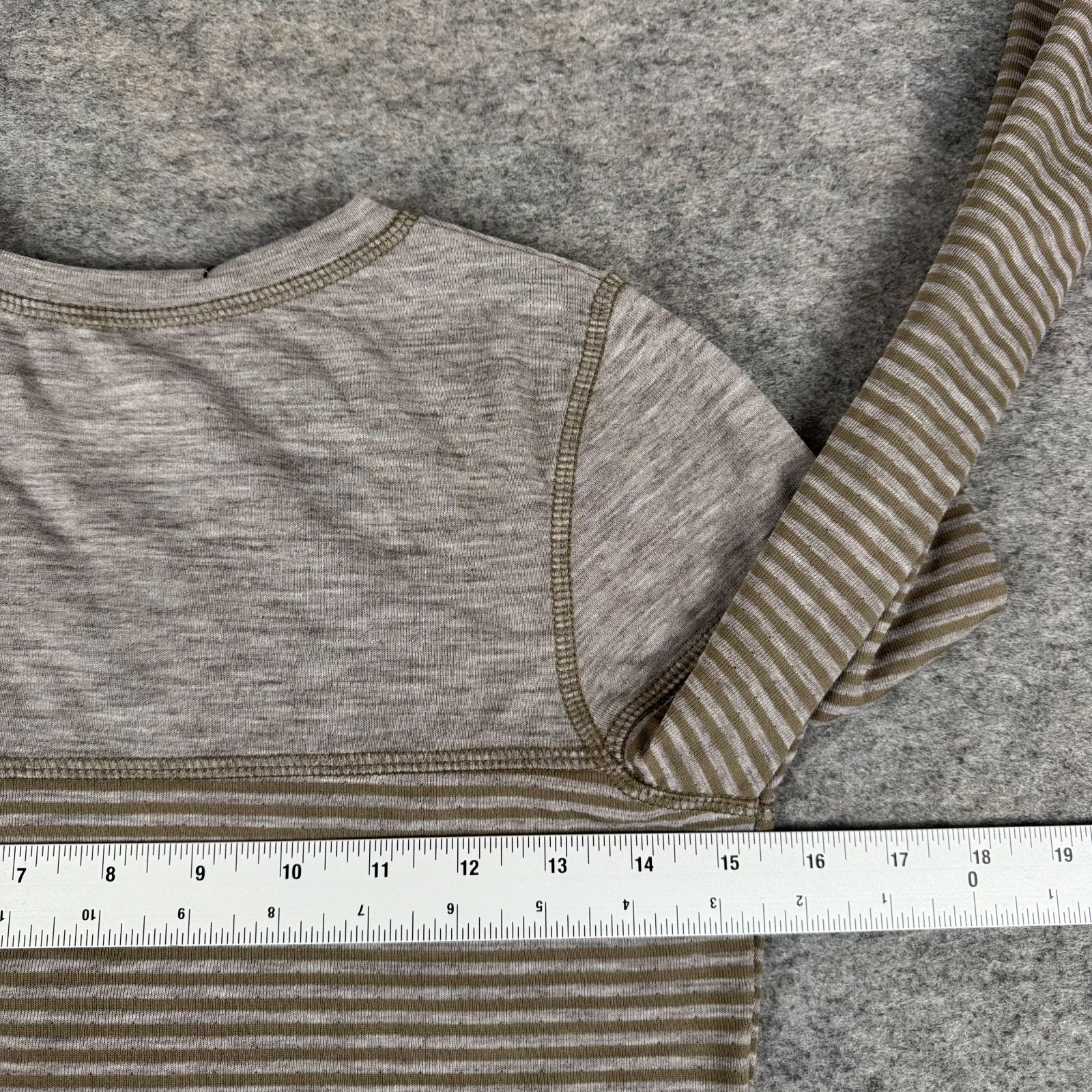 Outdoor Research Umbra Crew Long Sleeve Shirt Brown Striped Tencel Womens XS