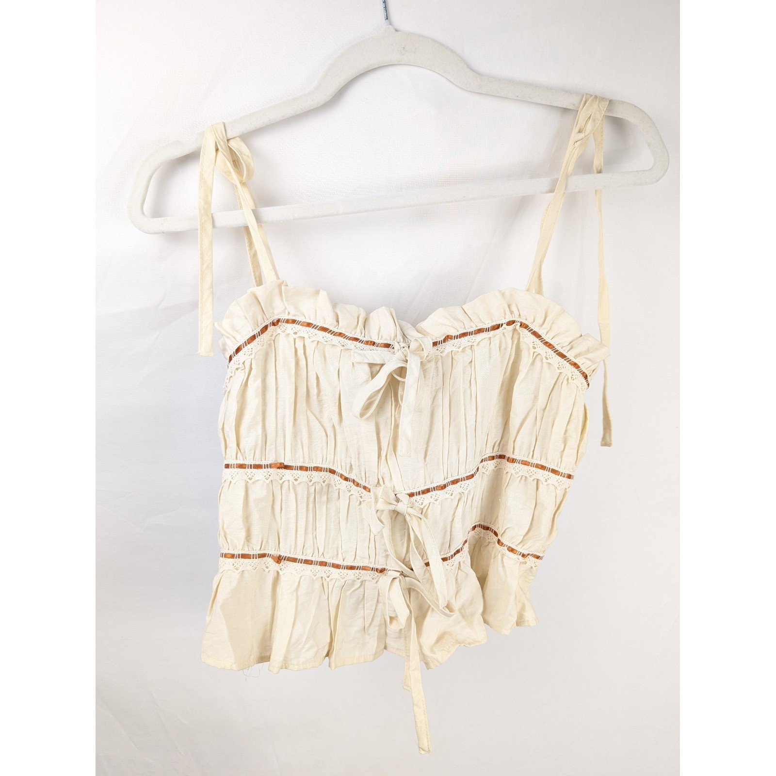 Boho Milkmaid Ruched Smocked Babydoll Top Size S Ren Faire Festival Cottagecore