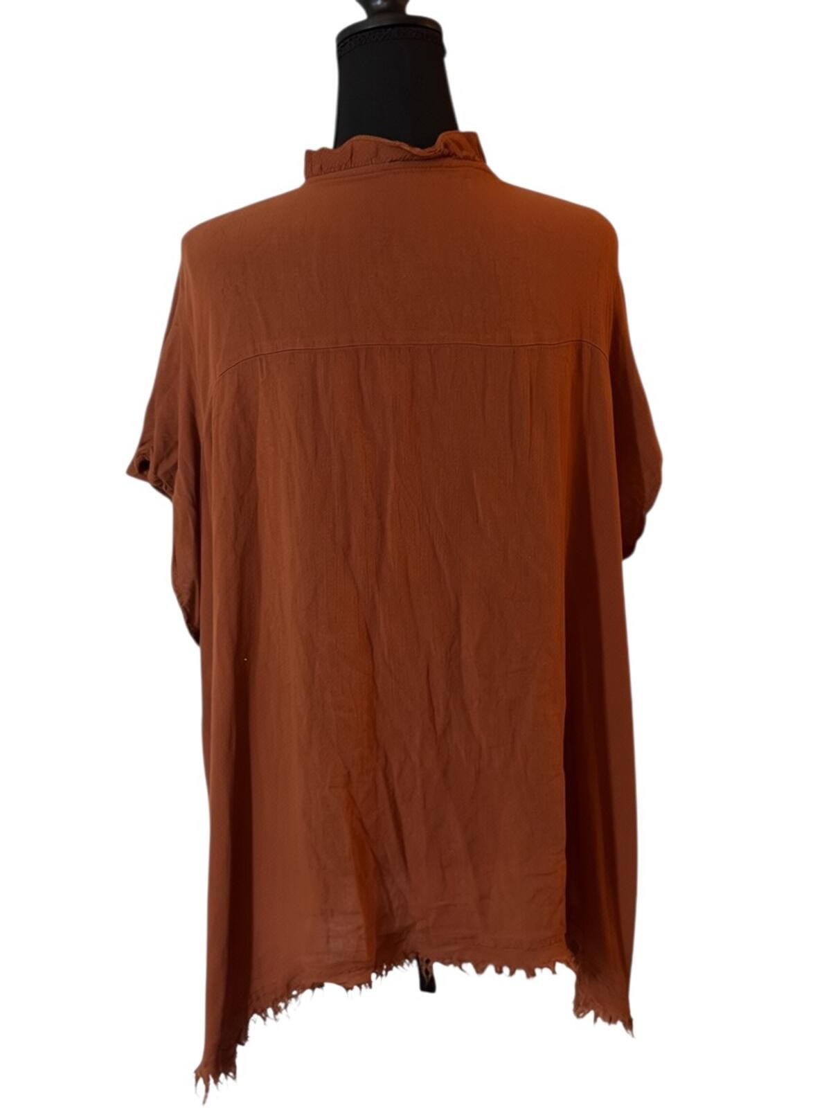 Brown Short Sleeve Bohemian Style Top with Lace Detail