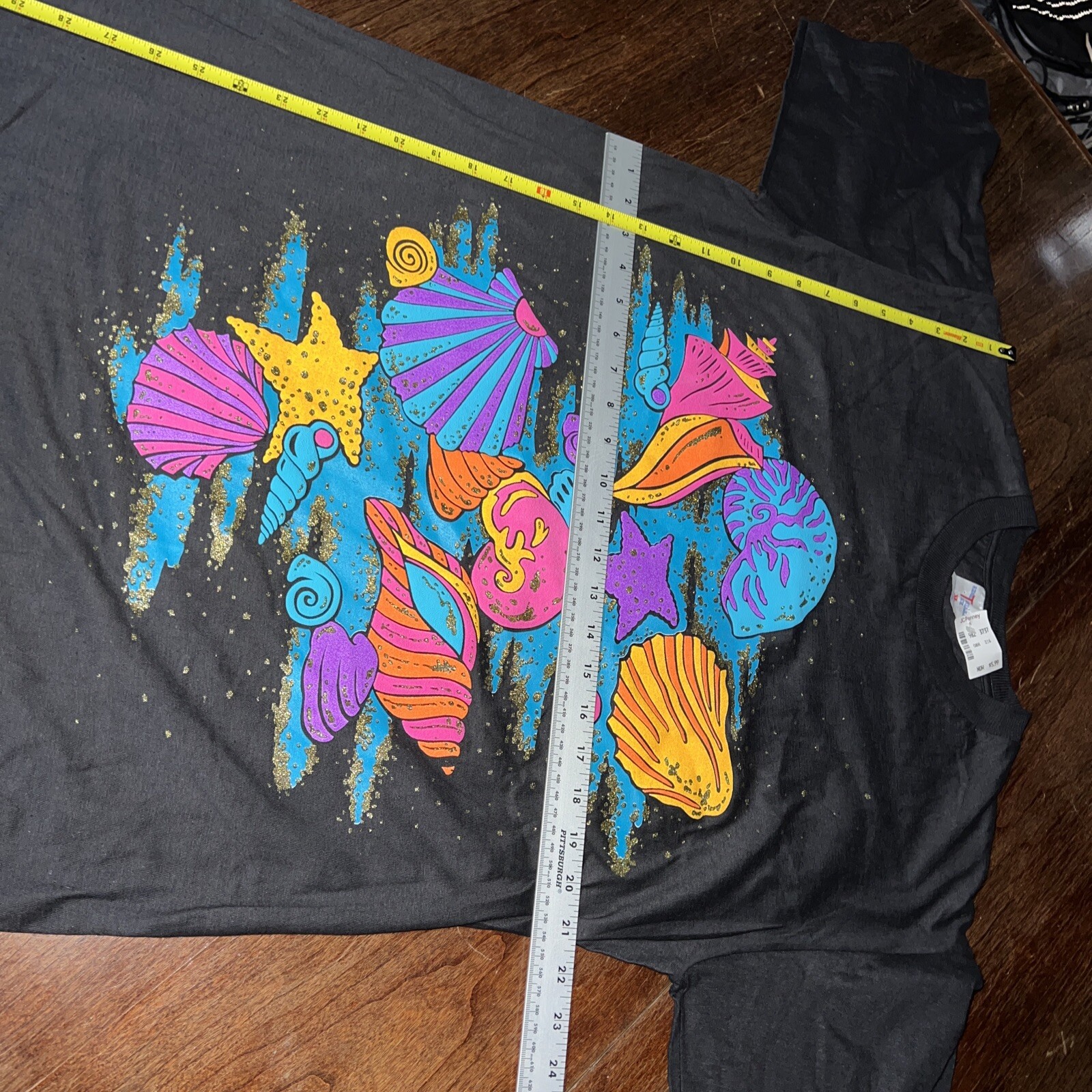 colorful Large Ocean Print under the sea t shirt Vintage Women’s Single Stitch