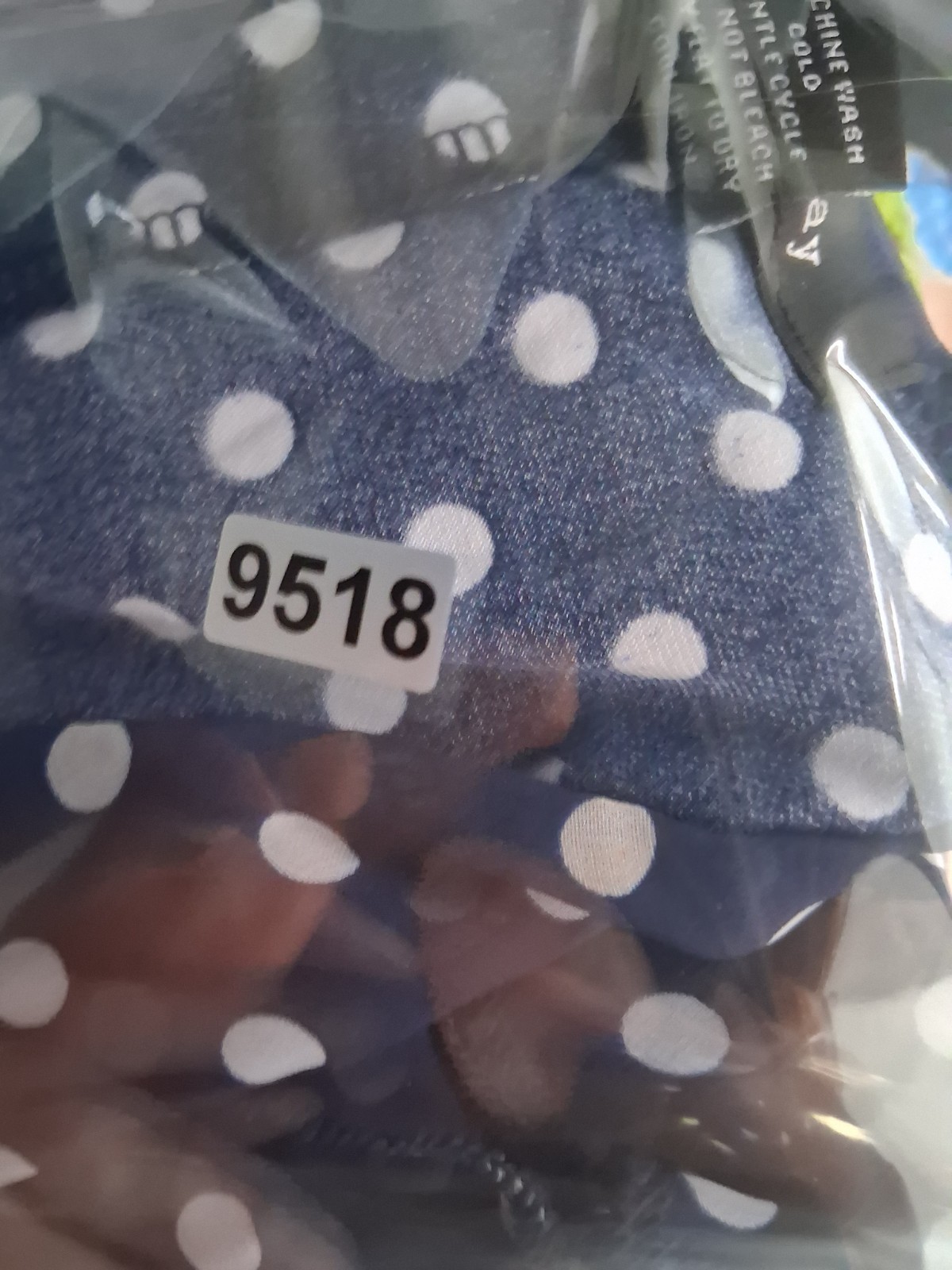 Adele & May Medium Womens Sleeveless Shirt Blue White Polka Dot Polyester Blend