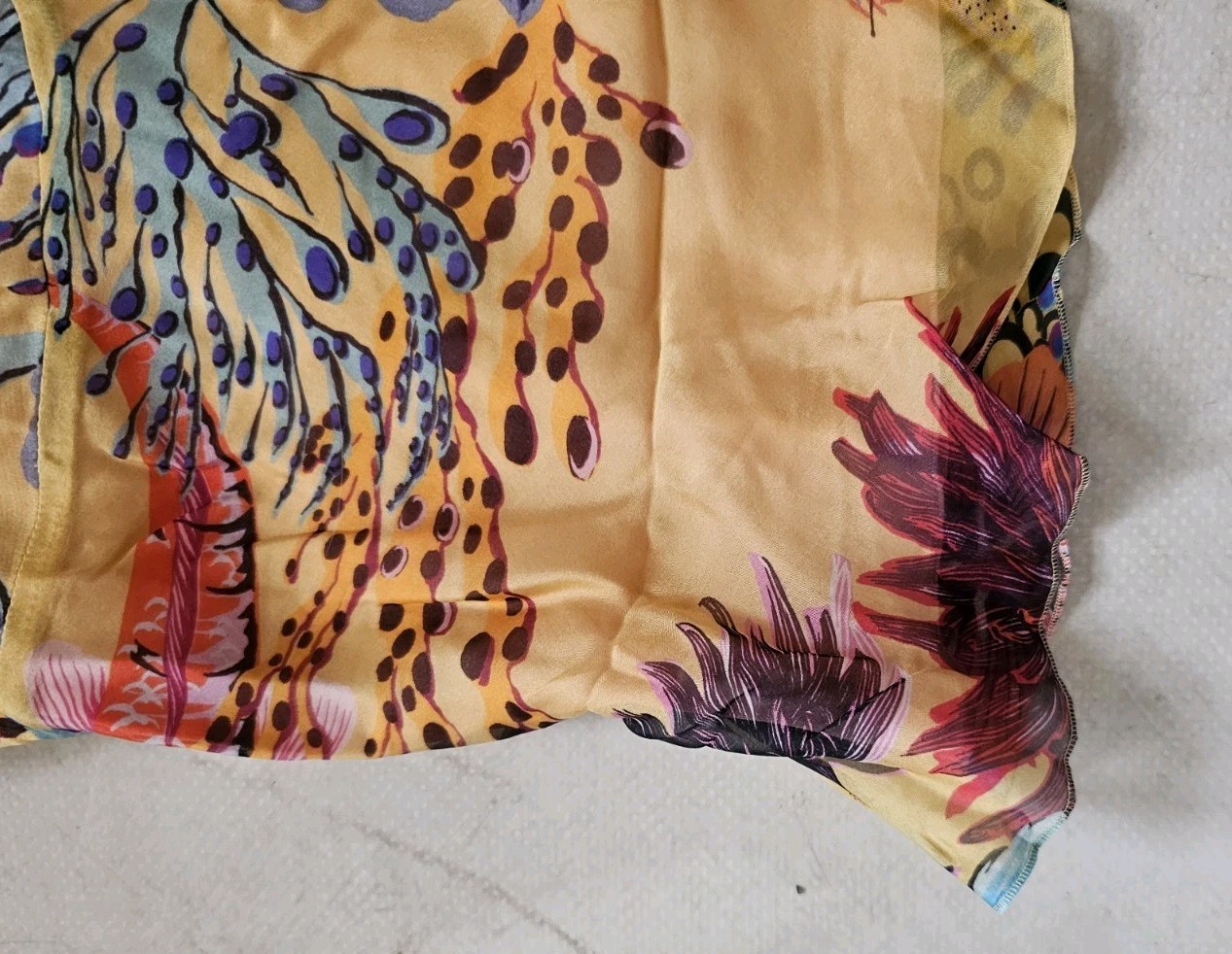 Paul Smith Camisole Top Women UK 8 Koi Carp Muted Gold Silk Green Trim Italy