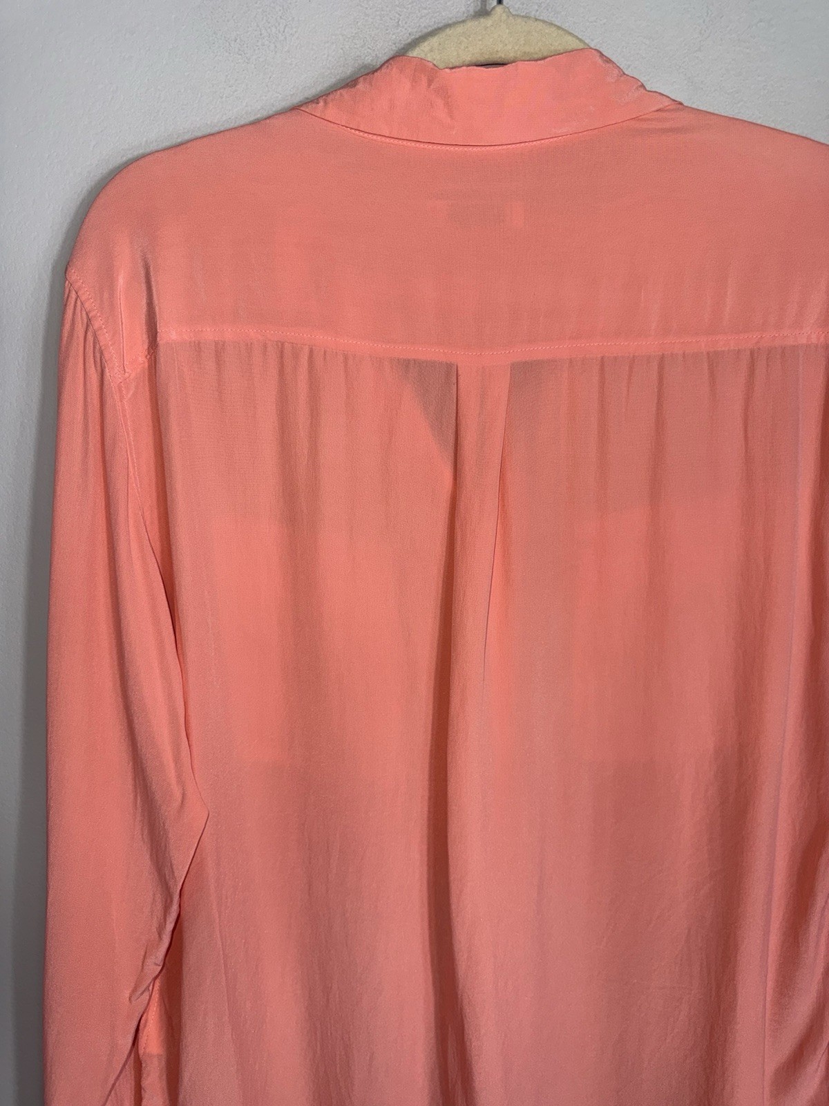 Equipment Femme 100% Silk Button Front Blouse-Light Orange-Long Sleeves-MED