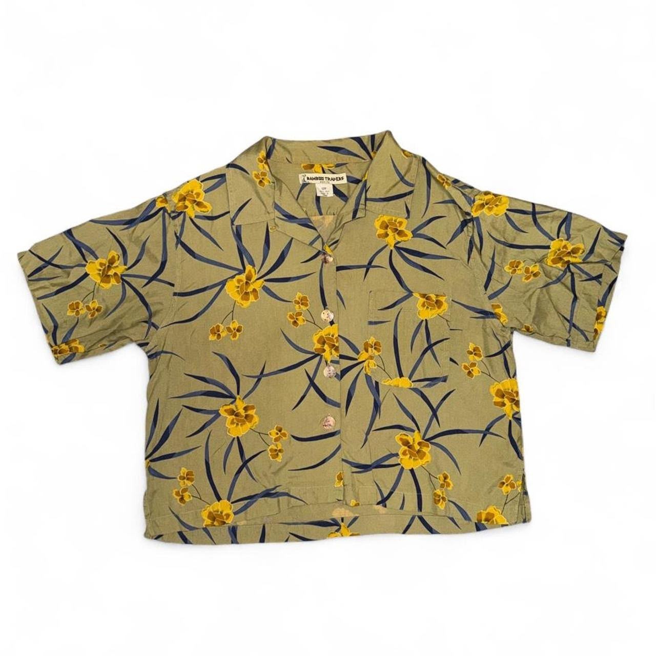 Bamboo Traders Women’s Collared Button-Up Short Sleeve Woven Silk Floral 12P