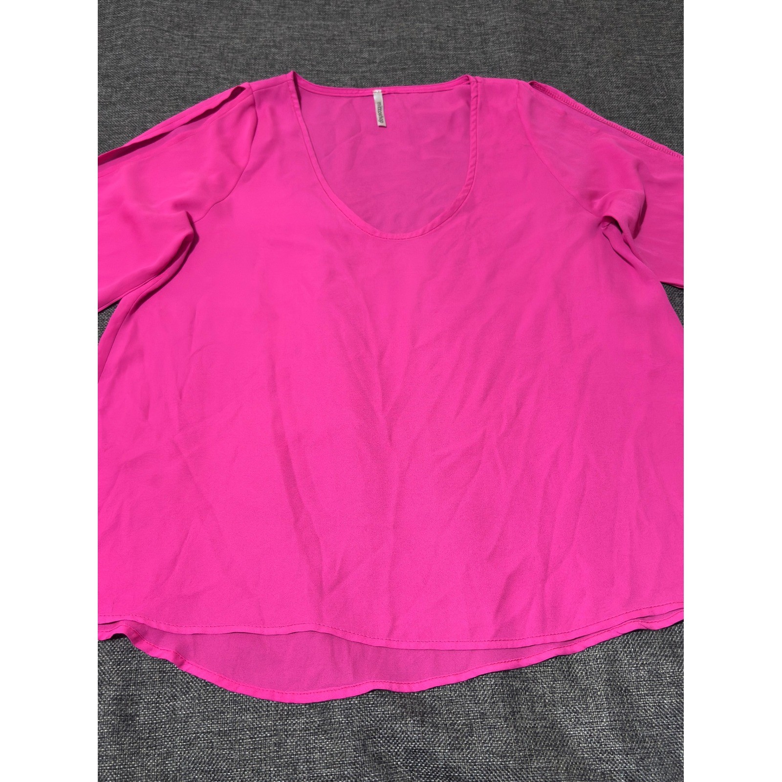 Mittoshop Women’s Medium Blouse Pink Cold Shoulder V-Neck Long Sleeve T6074