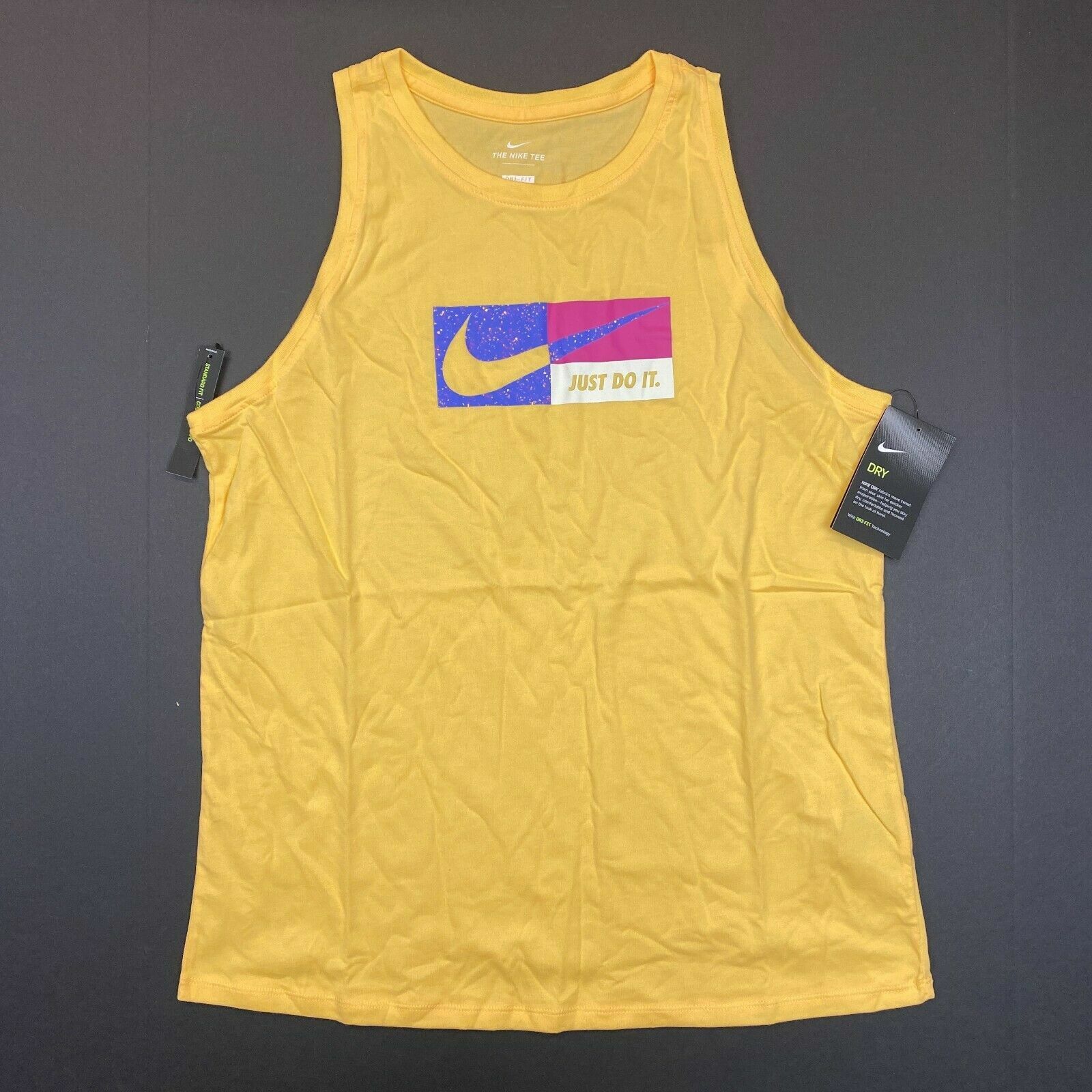 NEW Womens Nike Dri-Fit Icon Clash Graphic Training Tank (CT7344) Yellow