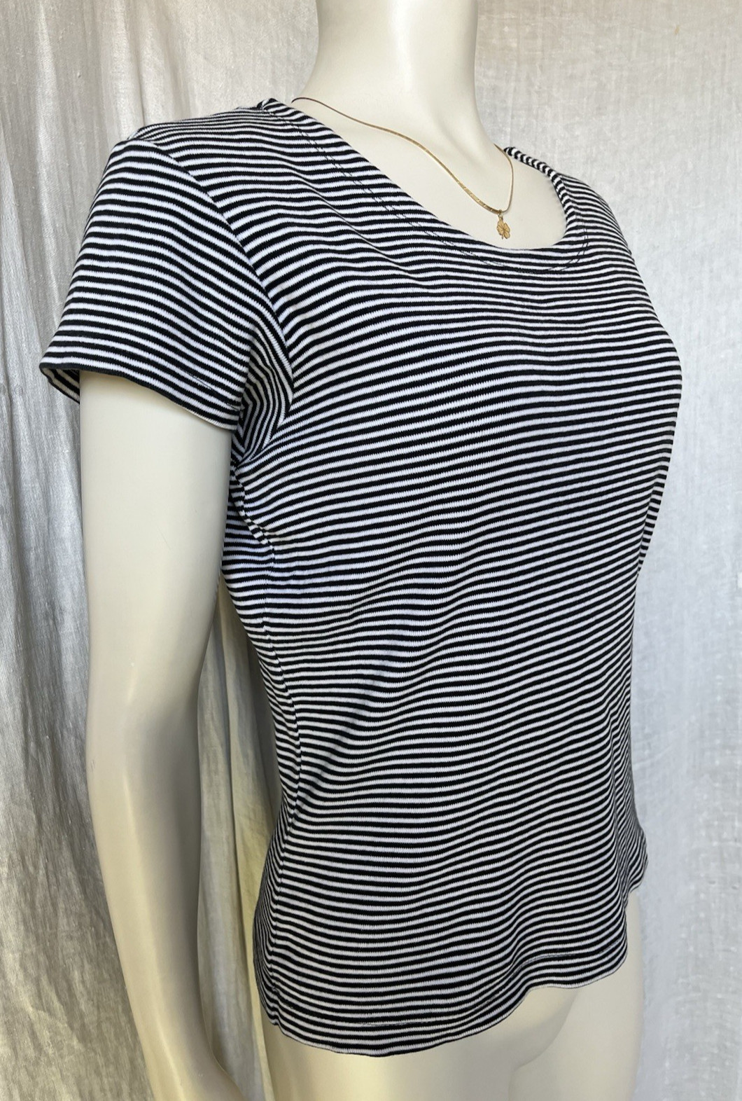 Vintage 90s Y2K Polo Jeans Classic Striped Tee Basic Cotton Top Womens M USA