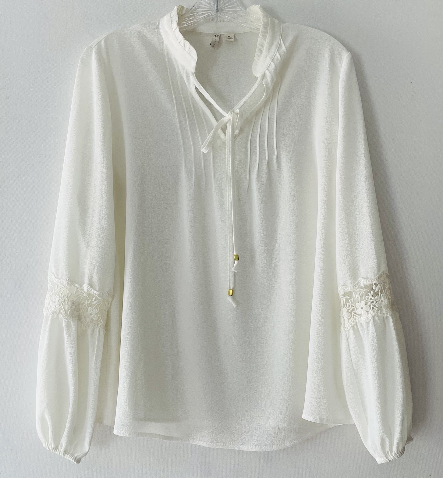 Cato Est 1946 Women’s Size Medium Ivory Tunic Top Career Office Semi Sheer Shirt