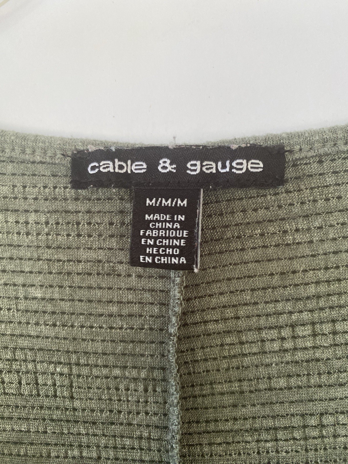 Cable & Gauge Pullover Blouse Top Raglan V-Neck Short Sleeves Green Women’s M