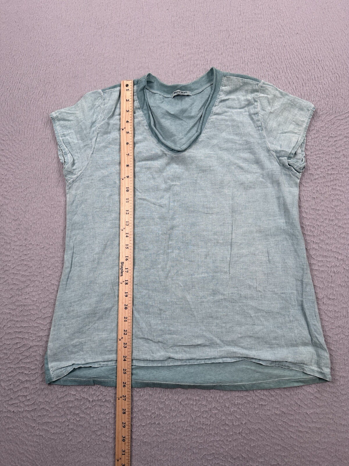 Meo Meli Top Womens One Size Green Blue Linen Sleeveless Shirt Made in Italy