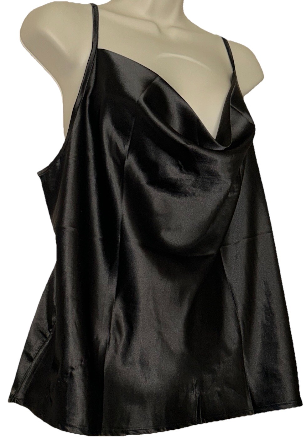 SIMPLEE Shirt Scoop Silky Black Adjustable Strap Woman Plus Size 2X or XXL