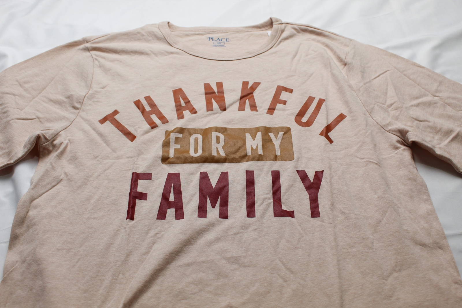 The Children’s Place Adult’s Matching Thankful Tee DM9 Cookie Dough Medium NWT