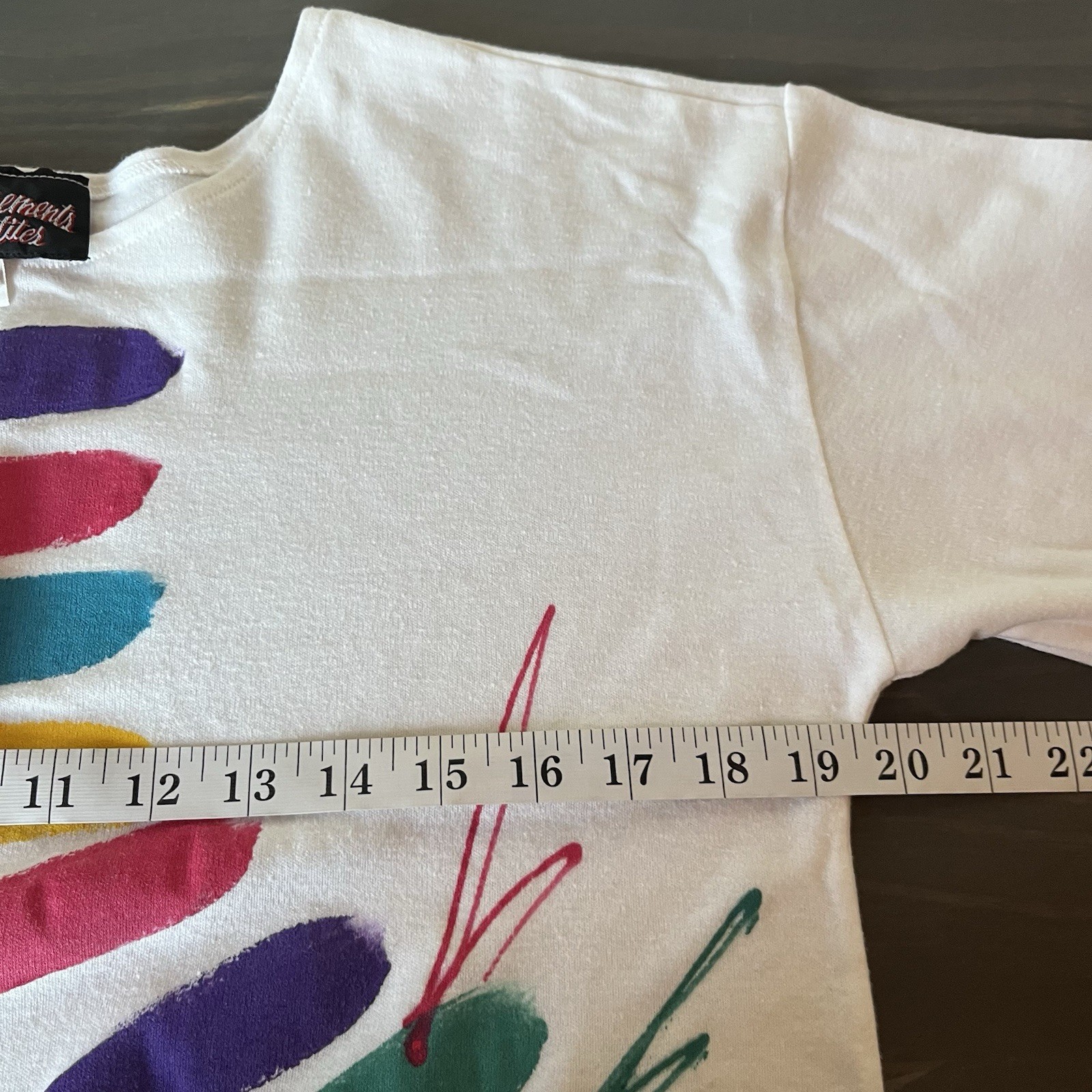Vtg 90s Hand Painted Style Abstract Colorful Art Tee Artist Signed Single Stitch